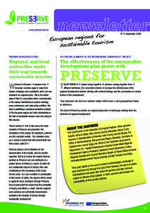 www.preserve.aer.eu N° 0 September 2009 PRESERVE INTRODUCES ITSELF  THE CENTRAL ELEMENTS OF THE INTERREGIONAL EUROPEAN IV C PROJECT