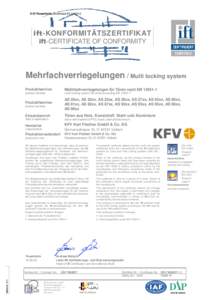 © ift Rosenheim, Downloadift-KONFORMITÄTSZERTIFIKAT ift-CERTIFICATE OF CONFORMITY  Mehrfachverriegelungen / Multi locking system