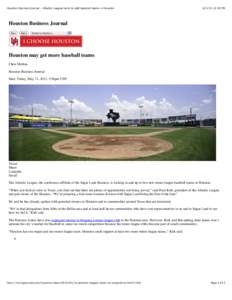 Houston Business Journal - Atlantic League looks to add baseball teams in Houston[removed]:19 PM Houston Business Journal Nav