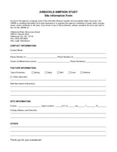 Arbuckle-Simpson Study Site Information Form