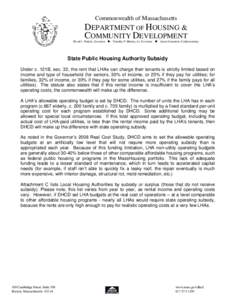 Commonwealth of Massachusetts  DEPARTMENT OF HOUSING & COMMUNITY DEVELOPMENT  Deval L. Patrick, Governor  Timothy P. Murray, Lt. Governor  Aaron Gornstein, Undersecretary