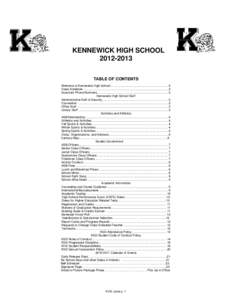 KENNEWICK HIGH SCHOOL[removed]TABLE OF CONTENTS Welcome to Kennewick High School ..................................................................... 2 Class Schedule...................................................