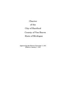 Charter of the City of Hartford County of Van Buren State of Michigan