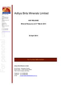 Aditya Birla Minerals Limited  For personal use only ABN