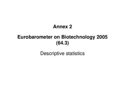 Annex 2 Eurobarometer on Biotechnology[removed]Descriptive statistics  EB 64.3 LSE Codebook