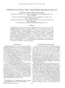 American Mineralogist, Volume 7I, pages[removed], 1986  Wheatleyite,NarCu(CrO)r.2H2O.-a natural sodiumcoppersalt of oxalic acid*