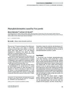 Contact Dermatitis • Contact Points PHYTOPHOTODERMATITIS CAUSED BY FICUS PUMILA • RADEMAKER AND DERRAIK Phytophotodermatitis caused by Ficus pumila Marius Rademaker1,2 and Jose´ G. B. Derraik3,4 1 Dermatology Depart