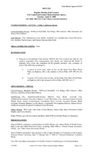 Final Minutes Approved[removed]MINUTES Regular Meeting of the Lompoc City Council and Lompoc Redevelopment Agency Tuesday, April 15, 2008