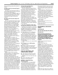 Technology / Air dispersion modeling / National Emissions Standards for Hazardous Air Pollutants / United States Environmental Protection Agency / Light truck / Federal Register / Fiberglass / Light-emitting diode / Pollution / Emission standards / Air pollution