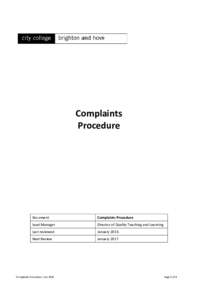 Complaints Procedure Document  Complaints Procedure