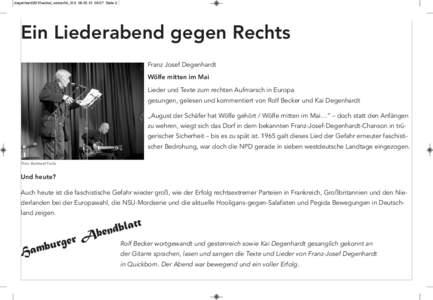 degenhardt2015wickel_wickelA4_312:57 Seite 2  Ein Liederabend gegen Rechts Franz Josef Degenhardt Wölfe mitten im Mai Lieder und Texte zum rechten Aufmarsch in Europa