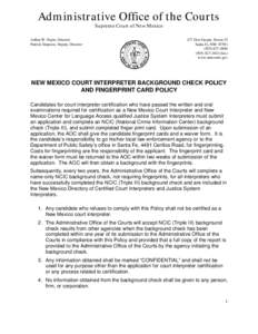 Administrative Office of the Courts Supreme Court of New Mexico Arthur W. Pepin, Director Patrick Simpson, Deputy Director  237 Don Gaspar, Room 25