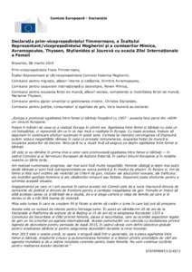 Comisia Europeană - Declarație  Declarația prim-vicepreședintelui Timmermans, a Înaltului Reprezentant/vicepreședintelui Mogherini și a comisarilor Mimica, Avramopoulos, Thyssen, Stylianides și Jourová cu ocazia