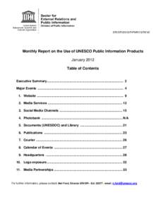 Monthly report on the use of UNESCO public information products, January 2012; 2012
