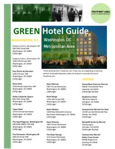 FOOTPRINT AREA FLEET & TRANSPORTATION GREEN Hotel Guide WASHINGTON, D.C. Embassy Suites, Washington DC