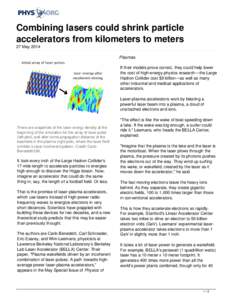 Combining lasers could shrink particle accelerators from kilometers to meters