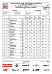 FIS Cross-Country World Cup presented by Viessmann 15th World Cup Competition Falun (SWE), World Cup Final - Stage 2 of 3