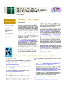 NEWSLETTER OF THE IFLA SECTION ON LIBRARY AND RESEARCH SERVICES FOR PARLIAMENTS MARCH[removed]MESSAGE FROM THE CHAIR