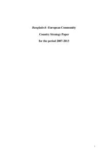 European Commission Bangladesh Country Strategy Paper[removed]