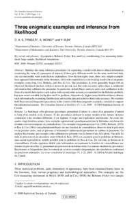 1  The Canadian Journal of Statistics Vol. 37, No. 1, 2009, Pages 1–21 La revue canadienne de statistique