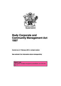 Queensland  Body Corporate and Community Management Act 1997