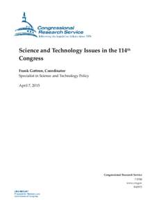 Science and Technology Issues in the 114th Congress