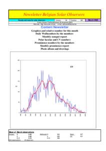 Newsletter Belgian Solar Observers Results and news for solar observers Volume 14 Number Franky Dubois Poelkapellestraat 39 langemark 8920