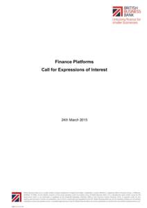 Finance Platforms Call for Expressions of Interest 24th March 2015  1. Introduction