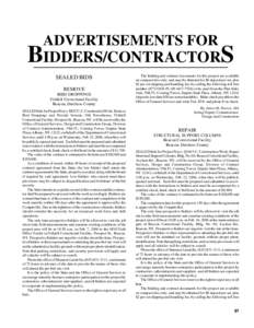 ADVERTISEMENTS FOR  BIDDERS/CONTRACTORS SEALED BIDS REMOVE BIRD DROPPINGS