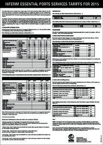 INTERIM ESSENTIAL PORTS SERVICES TARIFFS FOR 2015 This Public Notice serves to inform all the valued clients of PNG Ports Corporation Limited (“PNGPCL”) that the Independent Consumer & Competition Commission (ICCC) h