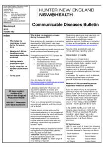 Hunter New England Population Health Hunter New England Health Service Locked Bag 10 Wallsend 2287 Telephone: [removed]