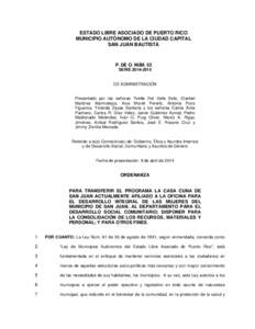 ESTADO LIBRE ASOCIADO DE PUERTO RICO MUNICIPIO AUTÓNOMO DE LA CIUDAD CAPITAL SAN JUAN BAUTISTA P. DE O. NÚM. 53 SERIE