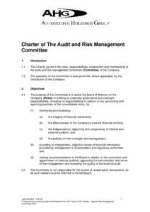 Microsoft Word - 2 AHG Charter - Audit & Risk Management Committee.DOC