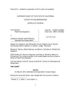Filed[removed]certified for publication[removed]order not available)  SUPERIOR COURT OF THE STATE OF CALIFORNIA COUNTY OF SAN BERNARDINO APPELLATE DIVISION