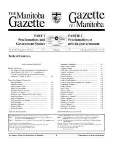 Manitoba  azette G  PART I