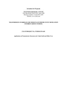 Invitation for Proposals CEATI International Inc. (CEATI[removed]Sherbrooke Street West, Suite 2500 Montreal, Quebec, Canada H3A 2R7 Website: www.ceati.com