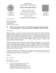 NPDES Construction Storm Water, SIC 1542, NPDES Compliance Evaluation Inspection, The Brott Corporation, A-1 Self Storage, Rio Rancho, NMU001693, November 12, 2010