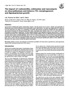 J. Appl. Hort., 3(1):3-12, January-June, 2001  The impact of carbenicillin, cefotaxime and vancomycin on chrysanthemum and tobacco TCL morphogenesis and Agrobacterium growth J.A. Teixeira da Silva* and S. Fukai