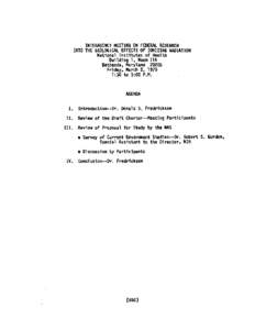 INTERAGENCYMEETING ON FEDERAL RESEARCH INTO THE BIOLOGICAL EFFECTS OF IONIZING RADIATION National Institutes of Health Building