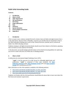 PubIt! ePub Formatting Guide Contents: I. II. III. IV.
