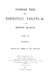 CUNEIFORM TEXTS FROM RBBPLONIAN TABLETS,  &C.,