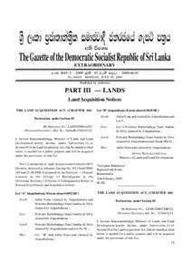 Property law / Nuwara Eliya District / Central Province /  Sri Lanka / Sunil Santha / Law / Asia / Sri Lanka / Kingdom of Kandy / India / Land Acquisition Act