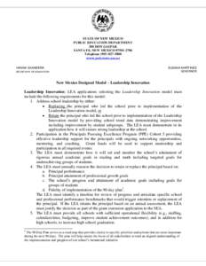 STATE OF NEW MEXICO PUBLIC EDUCATION DEPARTMENT 300 DON GASPAR SANTA FE, NEW MEXICOTelephonewww.ped.state.nm.us