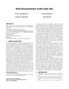 Brief Announcement: Prefix Hash Tree Sriram Ramabhadran