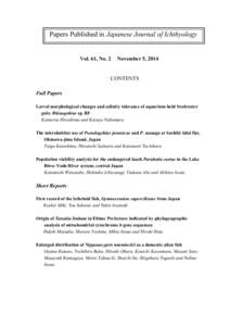 Papers Published in Japanese Journal of Ichthyology  Vol. 61, No. 2 November 5, 2014