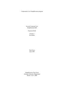 Second Corporate Law Simplification Bill   - Exposure Draft - Provisions Vol 1 (June 1995)