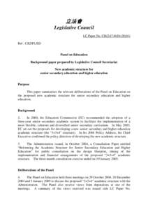 立法會 Legislative Council LC Paper No. CB[removed]) Ref : CB2/PL/ED  Panel on Education