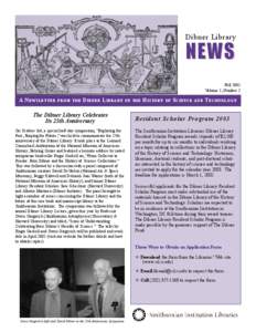 Dibner Library  NEWS Fall 2001 Volume 2, Number 2