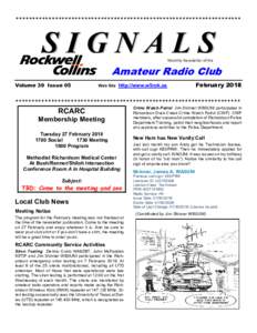 *********************************************************************  SIGNALS Monthly Newsletter of the  Amateur Radio Club