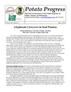 Botany / Biology / Chemistry / Herbicides / Amines / Glyphosate / Monsanto / Potato / Tuber / Umatilla Russet / Weed control